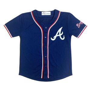 MLB Officially Licensed Youth Logo Button Down Jersey - Atlanta Braves